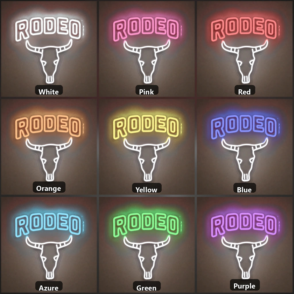 Rodeo Bull Skull Vintage LED Neon Sign Home Neon Signs - Shineneon