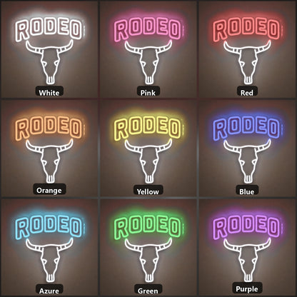 Rodeo Bull Skull Vintage LED Neon Sign Home Neon Signs - Shineneon