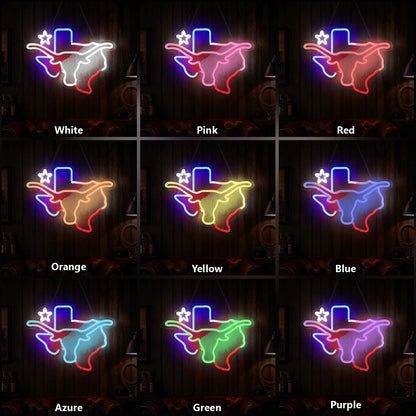 Texas Longhorn Lone Star Outline Vintage LED Neon Sign Home Neon Signs - Shineneon