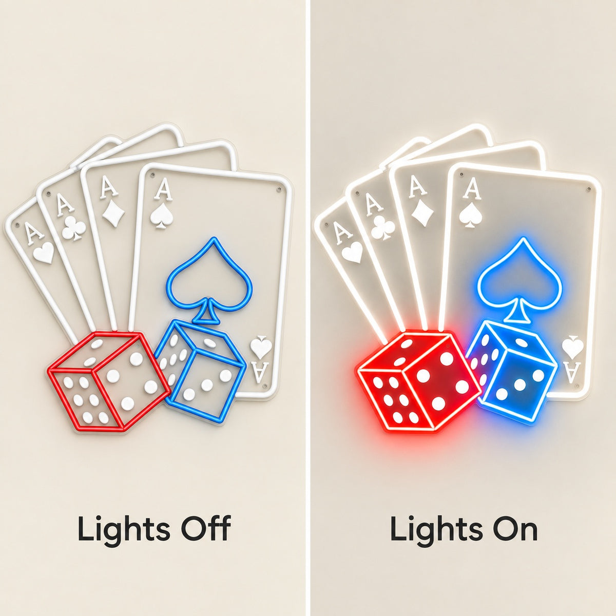 Poker Cards and Dice LED Neon Sign - Shineneon