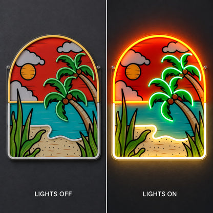 Tropical Island Sunset LED Neon Sign - Shineneon