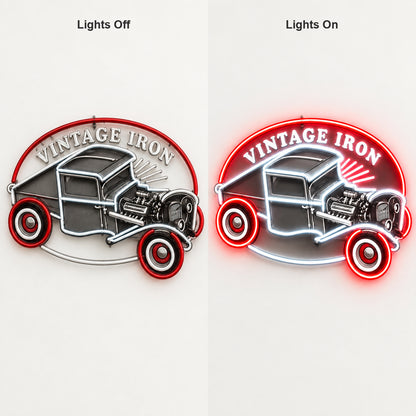 Vintage Iron Hot Rod LED Neon Sign - Shineneon