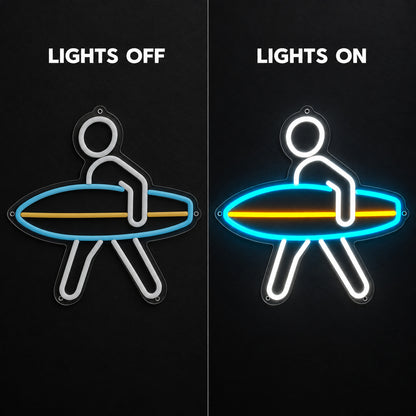 Man With Surfboard LED Neon Sign - Shineneon