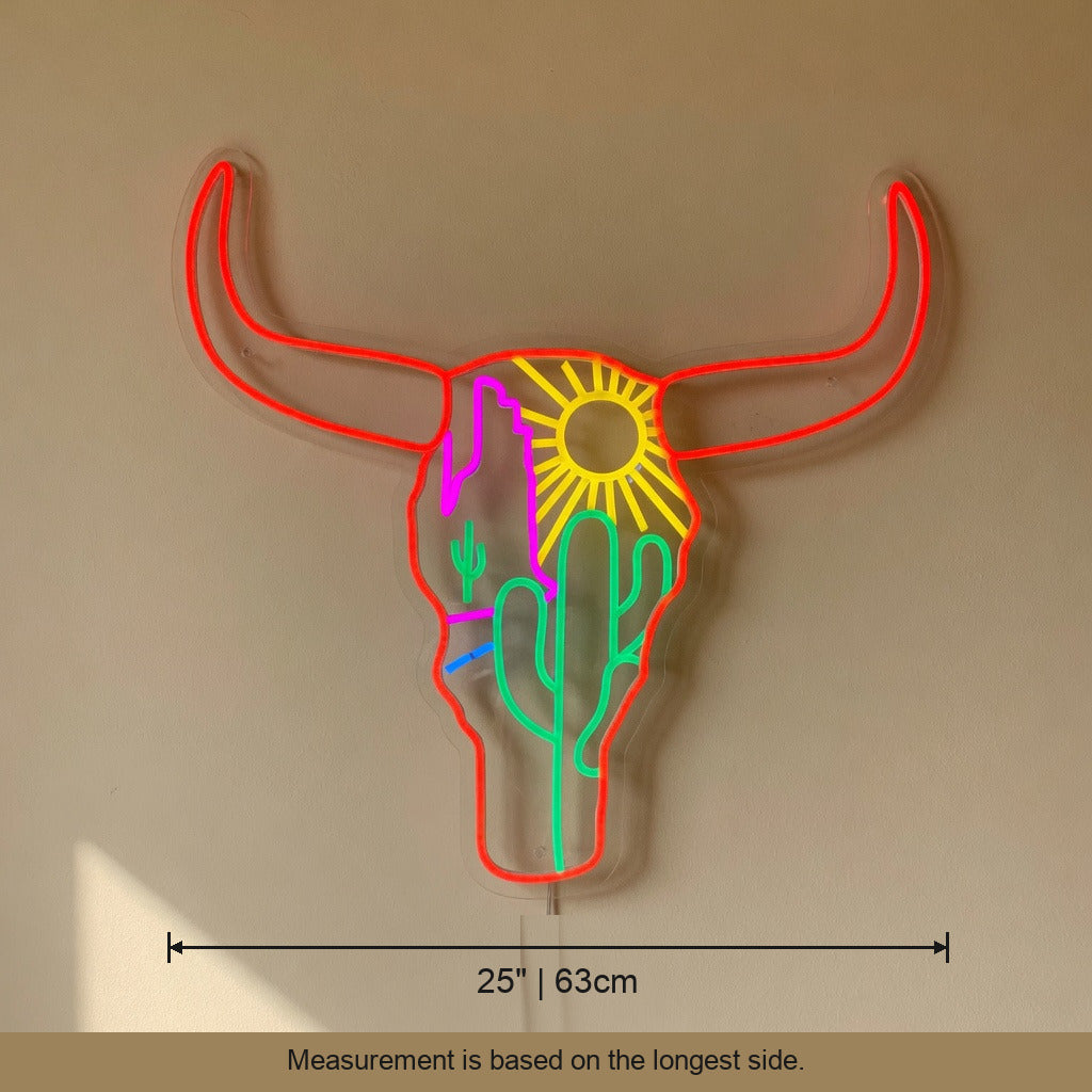 Western Cattle Skull LED Neon Sign for Bar Light Up Business Decor - Shineneon