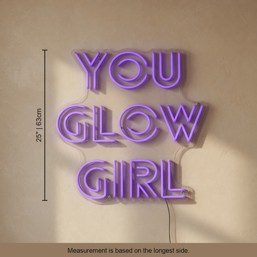You Glow Girl LED Neon Sign Stacked Purple Era Caps - Shineneon