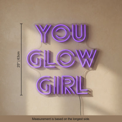You Glow Girl LED Neon Sign Stacked Purple Era Caps - Shineneon