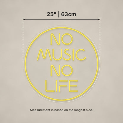 No Music No Life LED Neon Sign, Dimmable Wall Light - Shineneon