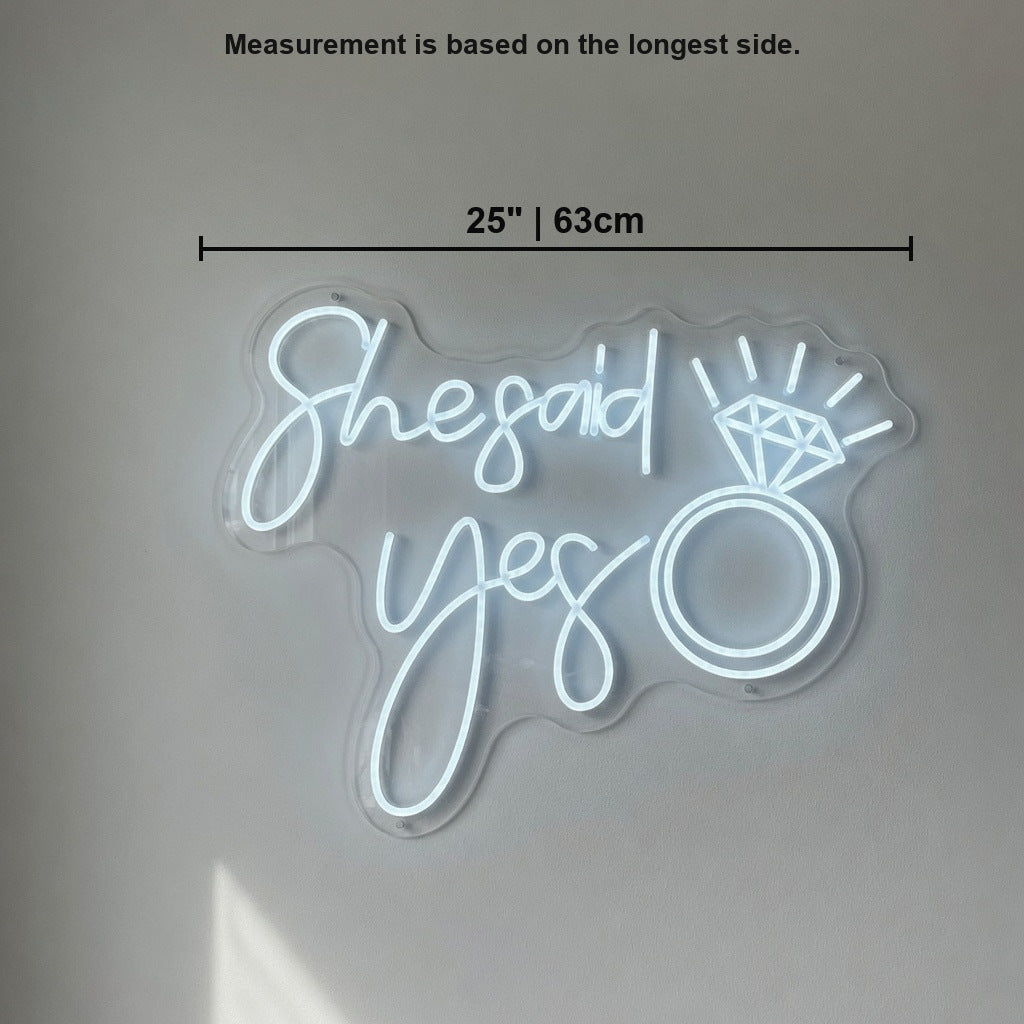 She Said Yes and Diamond Ring LED Neon Sign - Shineneon
