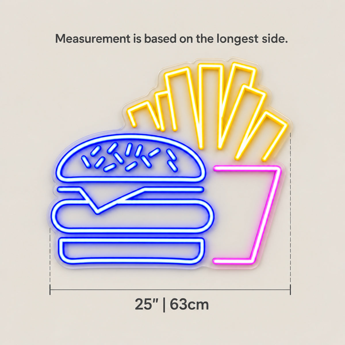 Burger and Fries LED Neon Sign Dimmable Wall Light - Shineneon
