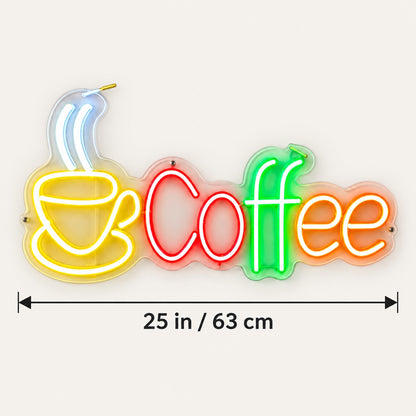 Coffee LED Neon Sign Cup with Wordmark Wall Neon Signs - Shineneon