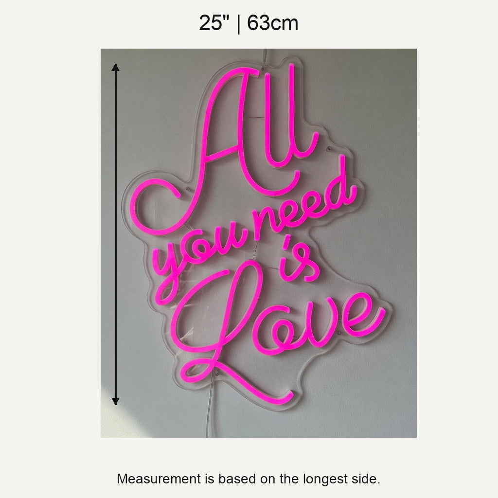 All You Need Is Love LED Neon Sign Swirl Script Design - Shineneon
