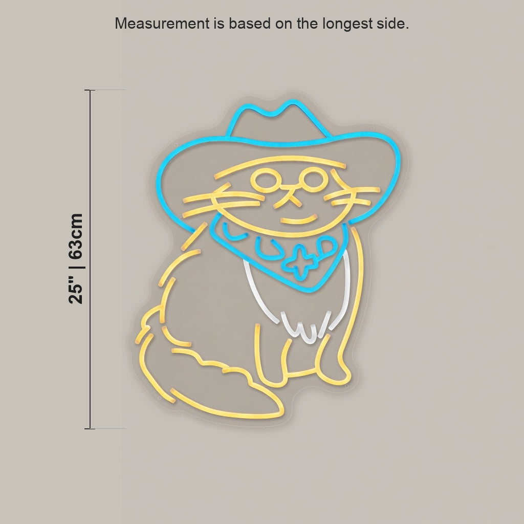 Cowboy Hat Cat LED Neon Sign - Shineneon