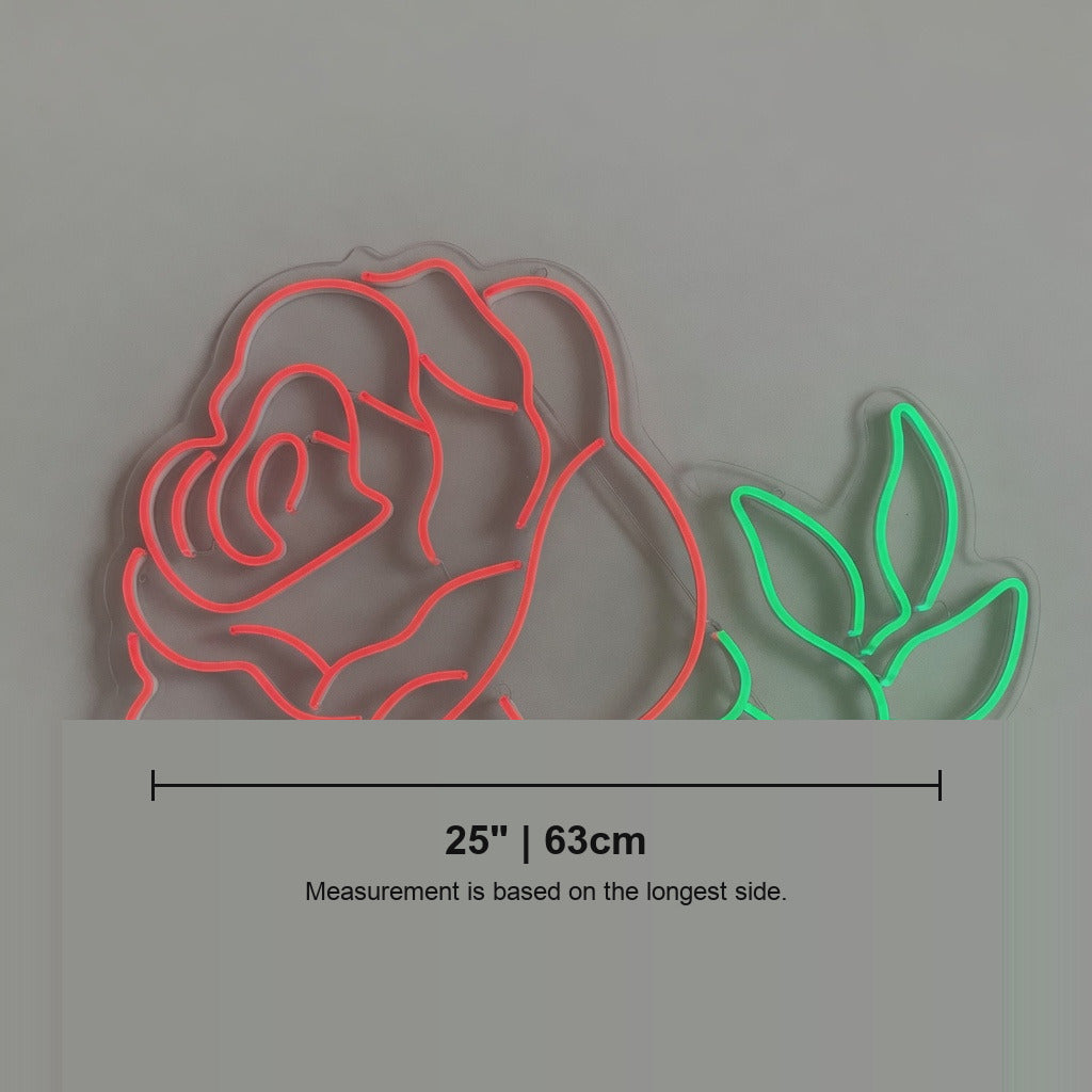 Rose LED Neon Sign Full Bloom with Leaves - Shineneon