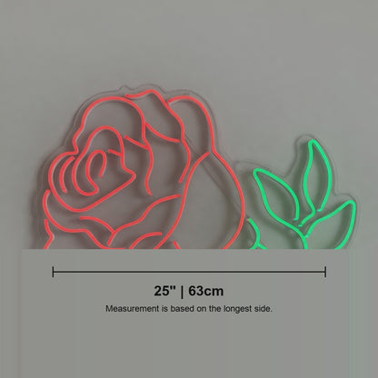 Rose LED Neon Sign Full Bloom with Leaves - Shineneon