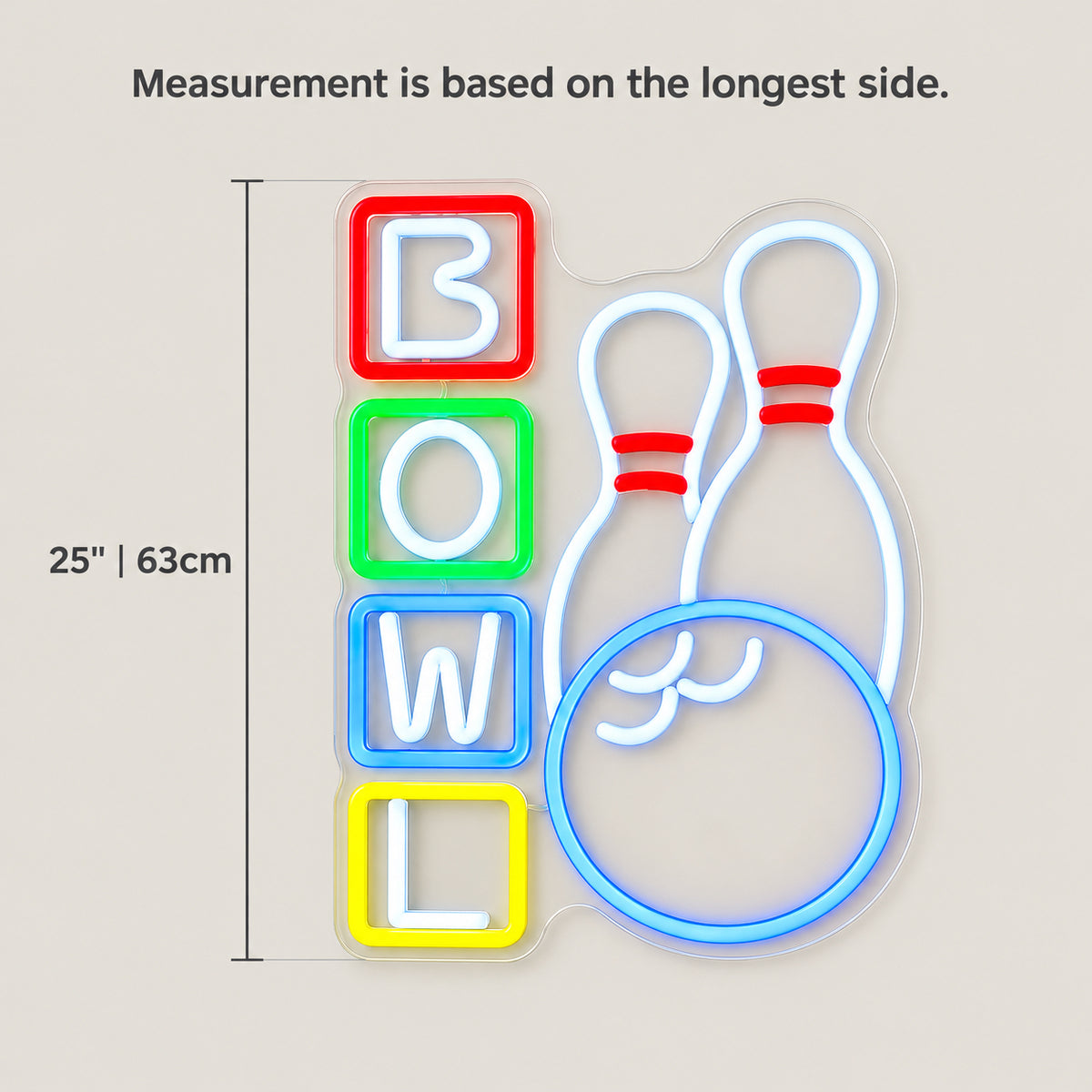 Bowling LED Neon Sign Vertical Letter Blocks with Ball - Shineneon