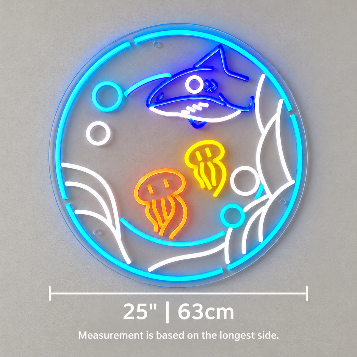 Ocean with Shark and Jellyfish LED Neon Sign for Kids Room Wall Neon Signs - Shineneon