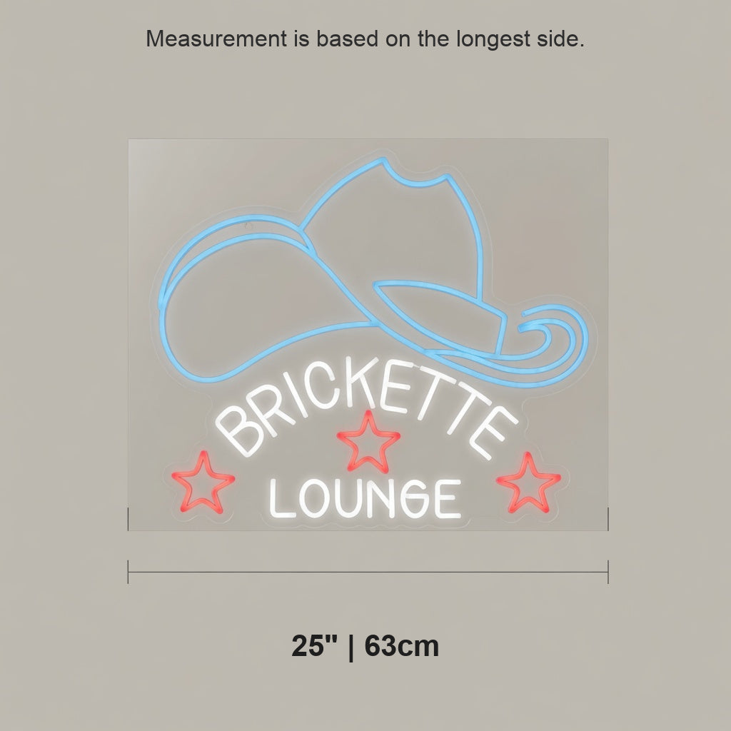 Cowboy Hat Brickette Lounge LED Neon Sign - Shineneon