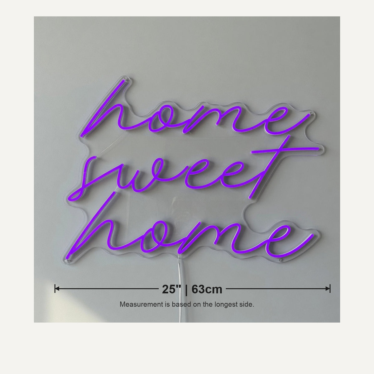 Home Sweet Home LED Neon Sign Lowercase Soft Script - Shineneon