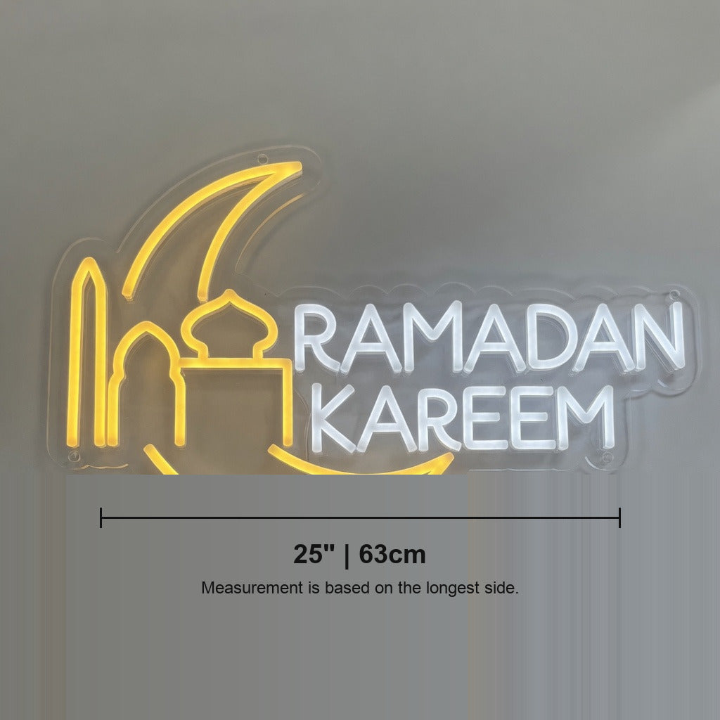 Ramadan Kareem LED Neon Sign with Crescent Moon Accent - Shineneon