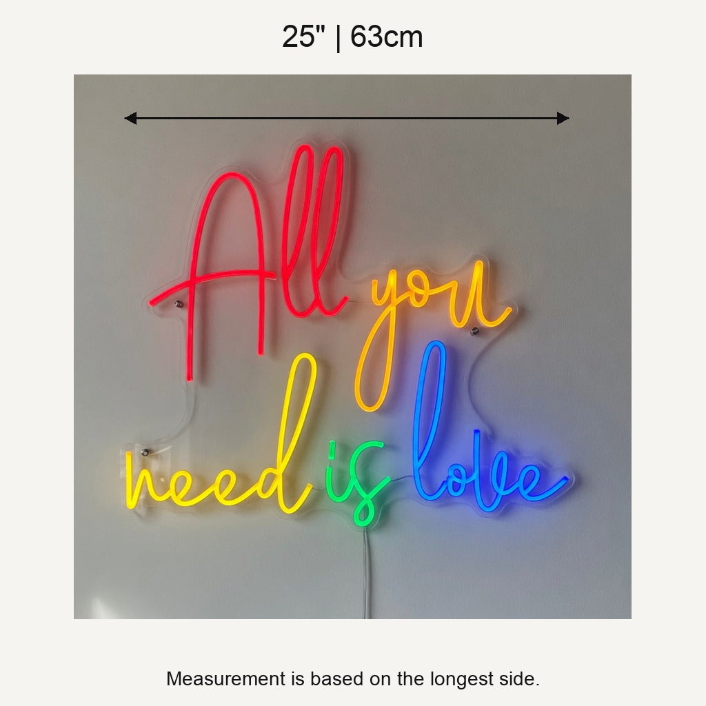 All You Need Is Love Rainbow Colors LED Neon Sign for Wedding - Shineneon