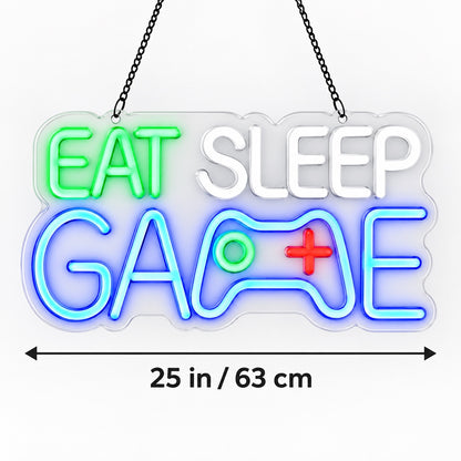 Eat Sleep Game LED Neon Sign for Game Room Dimmable Wall Decor - Shineneon