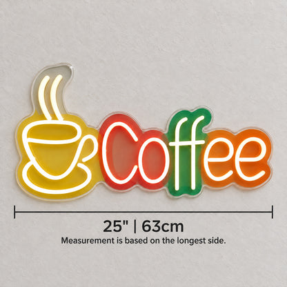 Coffee LED Neon Sign Cup with Wordmark - Shineneon