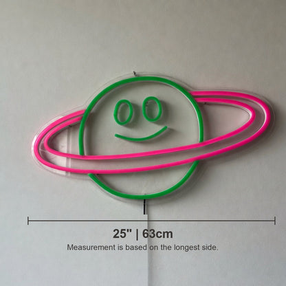 Planet Saturn Smiley Face LED Neon Sign - Shineneon