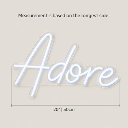 Adore LED Neon Sign Tilted Board Script - Size Guide