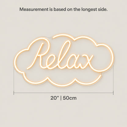 Relax Cloud LED Neon Sign Dimmable Wall Light - Size Guide