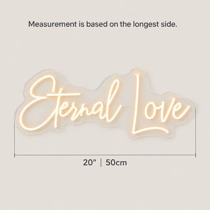 Eternal Love LED Neon Sign Dimmable Wall Light - Size Guide
