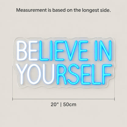 Believe in Yourself LED Neon Sign Boxed Caps Mix - Size Guide