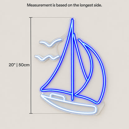 Sailing Boat LED Neon Sign Dimmable Wall Light - Size Guide