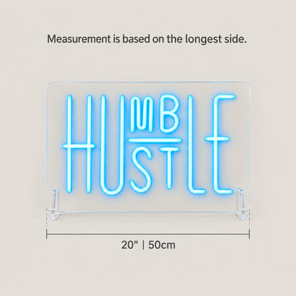 Hustle Humble LED Neon Sign for Office Light Up Business Decor - Size Guide