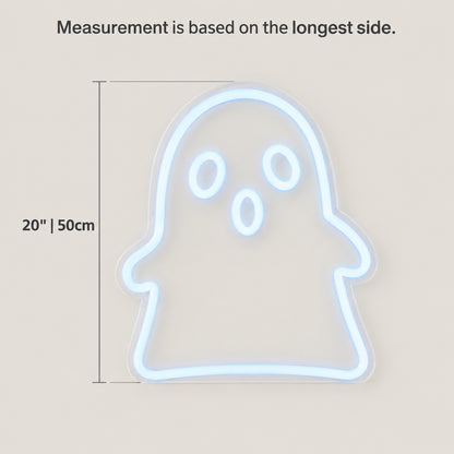 Ghost Boo Halloween Neon Sign - Size Guide