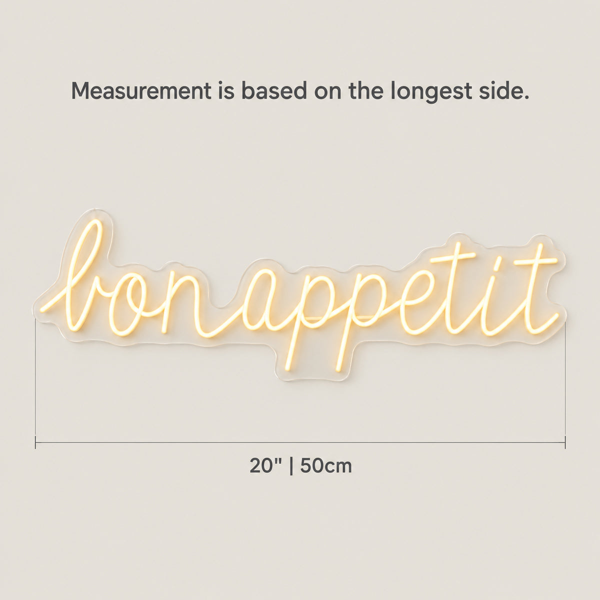 Bon Appetit Neon Sign - Size Guide