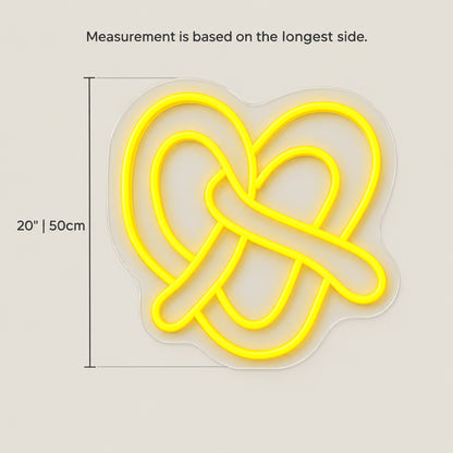 Pretzel LED Neon Sign Dimmable Wall Light - Size Guide