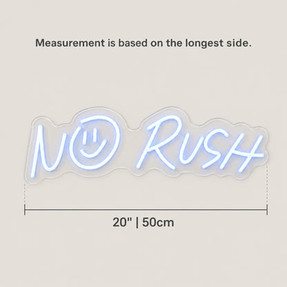 No Rush Smiley Face LED Neon Sign Dimmable Wall Light - Size Guide