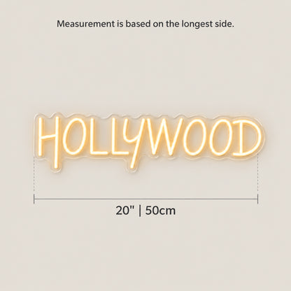HOLLYWOOD LED Neon Sign - Size Guide