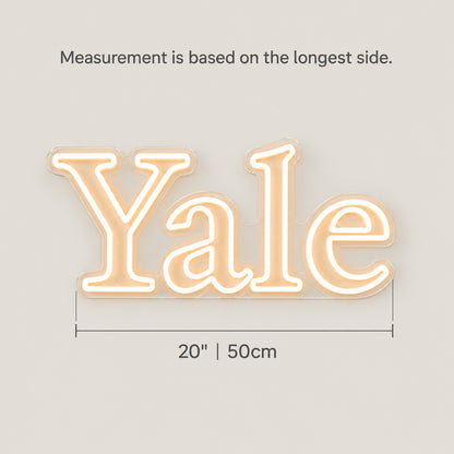 Yale University Neon Sign - Size Guide