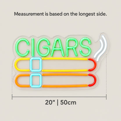 Cigars LED Neon Sign for Bar Light Up Business Decor - Size Guide