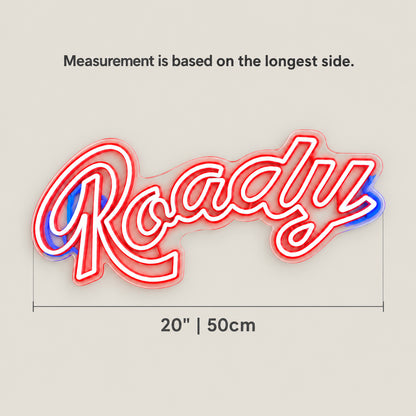 Roady LED Neon Sign for Garage Light Up Business Decor - Size Guide