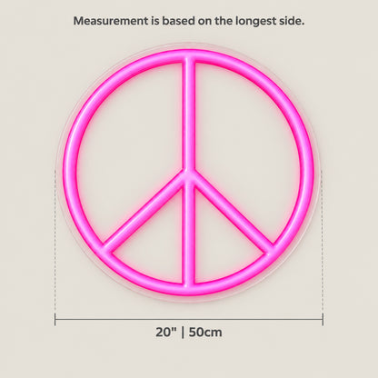 Peace Symbol LED Neon Sign Window Glow Symbol - Size Guide