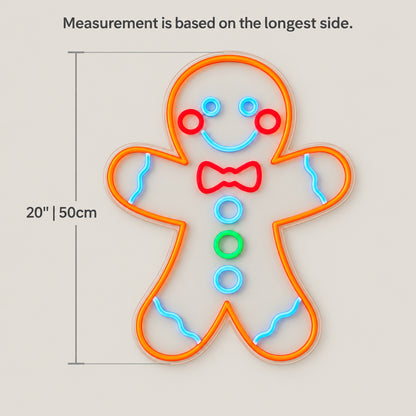 Gingerbread Man Neon Sign - Size Guide