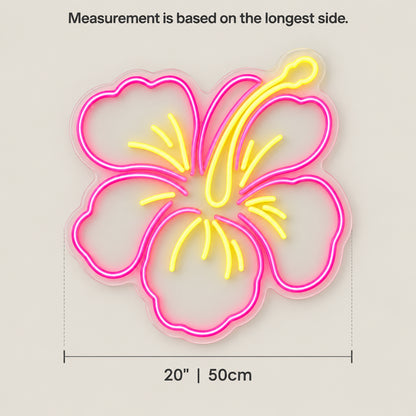 Hibiscus Flower LED Neon Light Sign - Size Guide