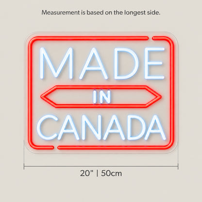 Made in Canada LED Neon Sign Dimmable Wall Light - Size Guide