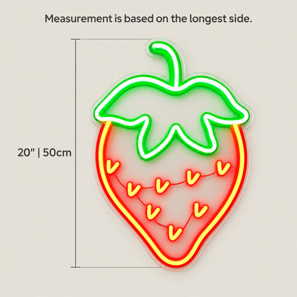 Strawberry LED Neon Sign for Bar Light Up Business Decor - Size Guide