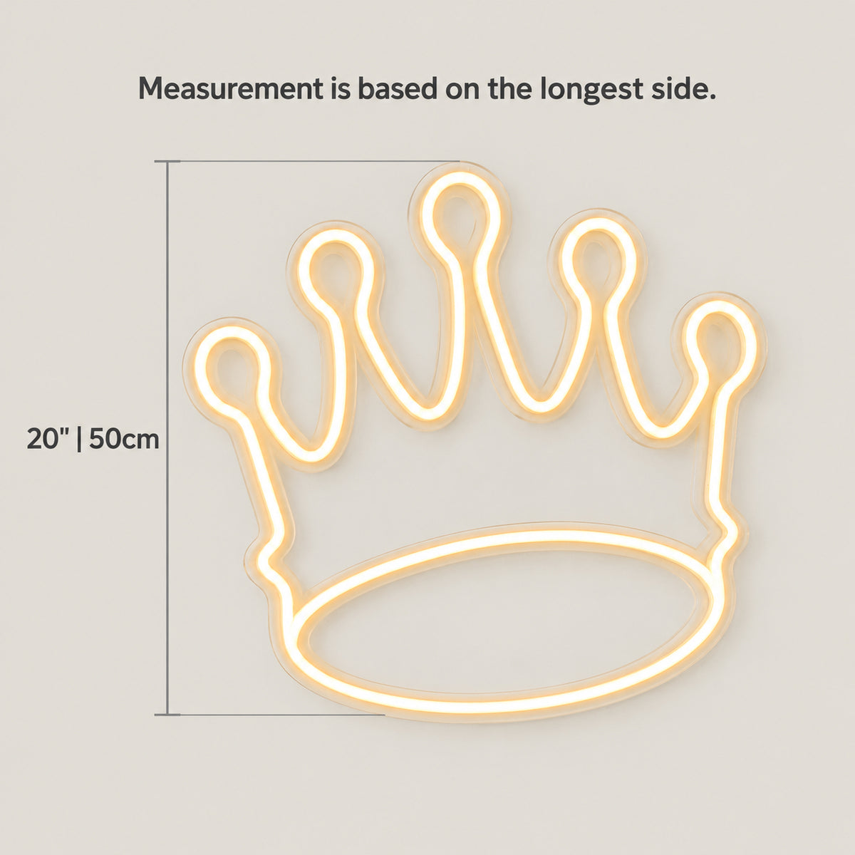 Crown LED Neon Sign for Man Cave Dimmable Wall Decor - Size Guide