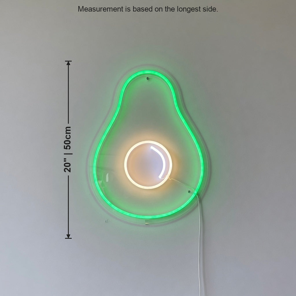 Avocado LED Neon Sign for Bar Light Up Business Decor - Size Guide