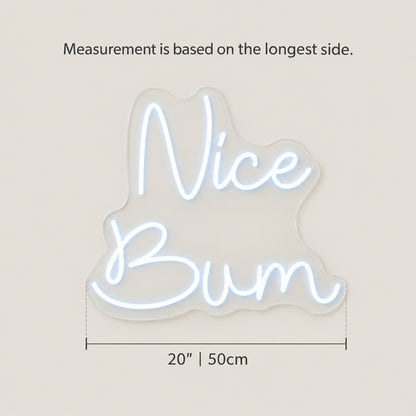 Nice Bum LED Neon Sign Dimmable Wall Light - Size Guide