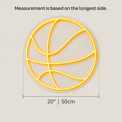 Basketball LED Neon Sign for Kids Room Dimmable Wall Decor - Size Guide